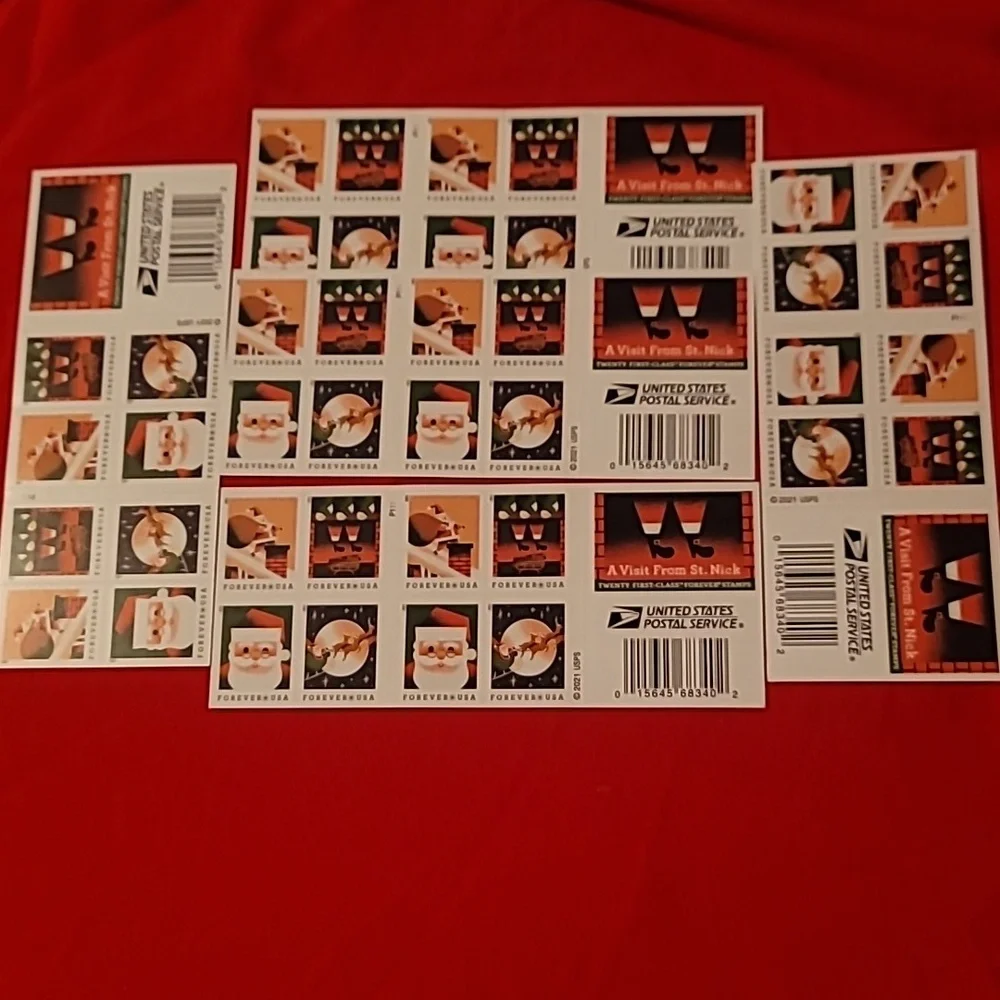 100 Visit From St. Nick 2021 Forever Postage Stamps USPS Christmas Cards Santa‎